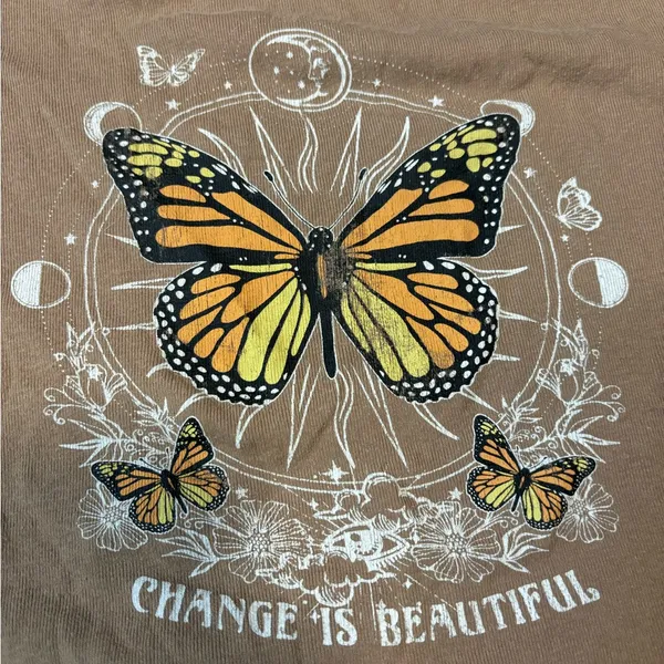 Brown Butterfly Graphic Crop Top - Image 2