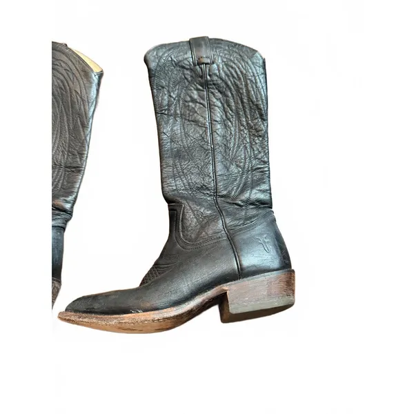 Frye Classic Black Leather Cowboy Boots - Image 6