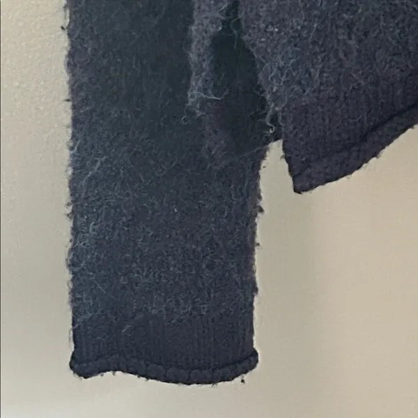 a.n.a. Women's Cozy Fuzzy Blue Wool Blend Split Rolled Hem Sweater - Image 9