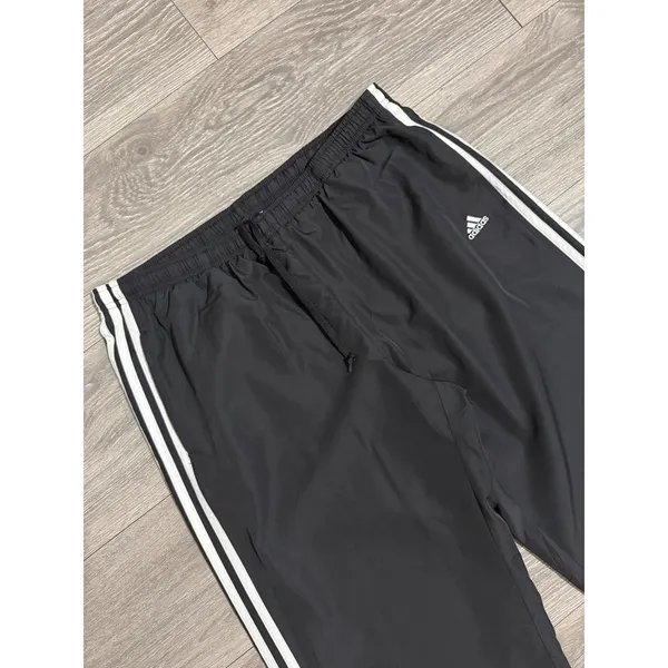 Y2K Adidas Women Black Three Stripe Track Pants L Mesh Lined Zipper Cuffs AZF001 - Image 11