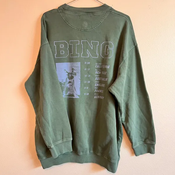 Anine Bing Sweatshirt Womens S Green Harvey Tour Graphic Organic Cotton Pullover - Image 6