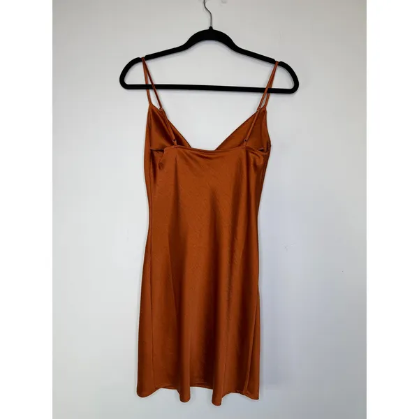 NEW Meshki Victoria Cowl Neck Mini Slip Dress in Copper Size XS - Image 7