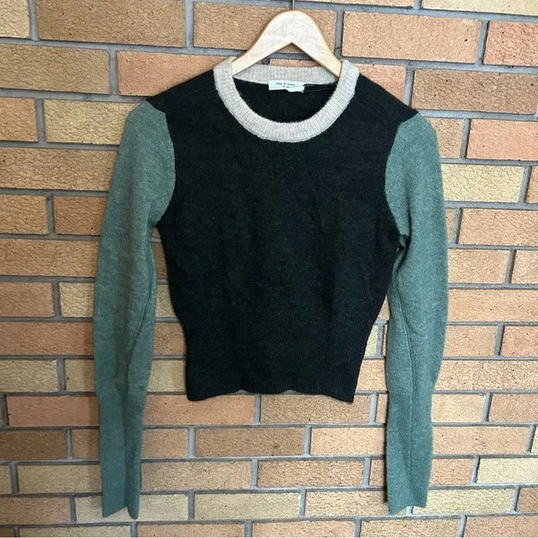 NWT Rag & Bone "Lindsay" Green Colorblock Alpaca Wool Knit Sweater Size XS - Image 2