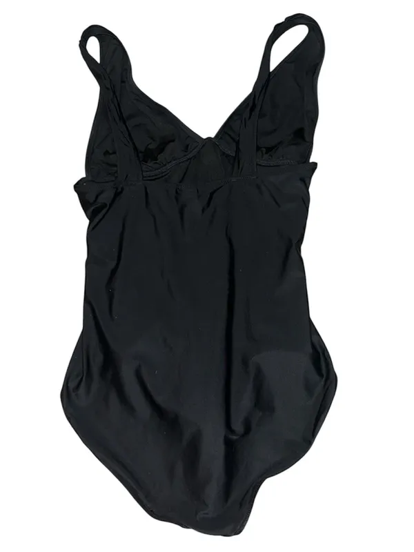 J.Crew Re-Imagined One Piece Swimsuit Black Ruched Plunge Neck Women’s size 16 - Image 2