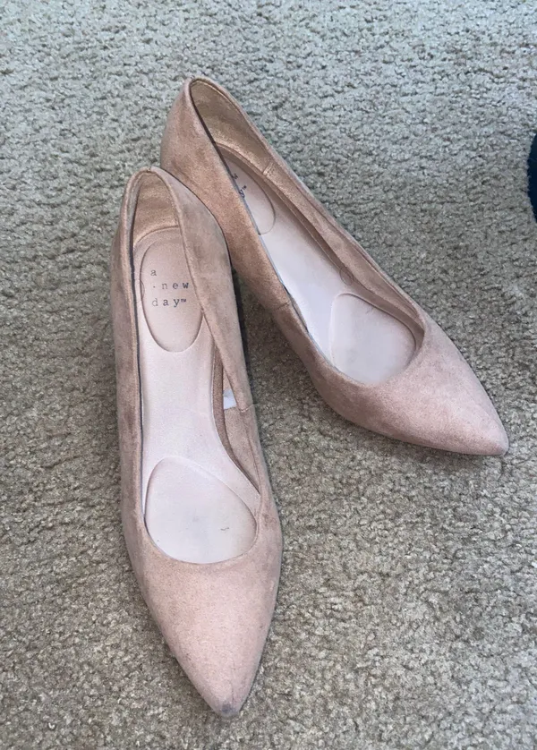 A New Day Nude Suede Heels - Image 4