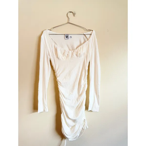Princess Polly Mini Dress Women‎ 4 White Ruched Long Sleeve Bodycon Party Club - Image 3