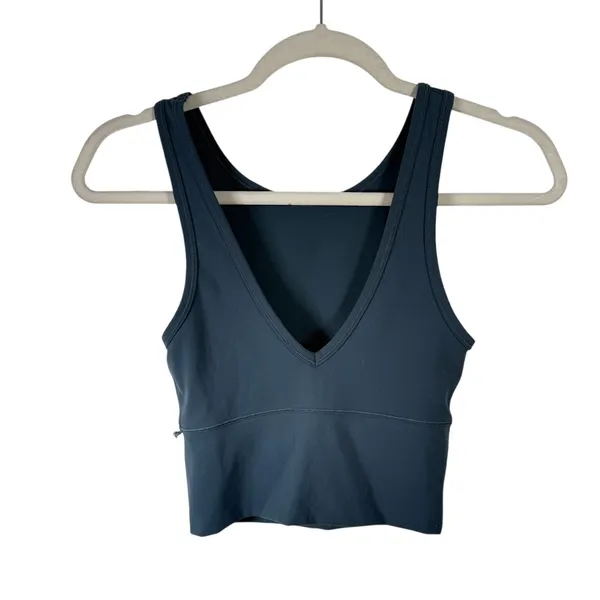 Lululemon Power Pivot Crop Train Tank Top‎ Iron Blue Reversible Gym Run Women 2? - Image 3