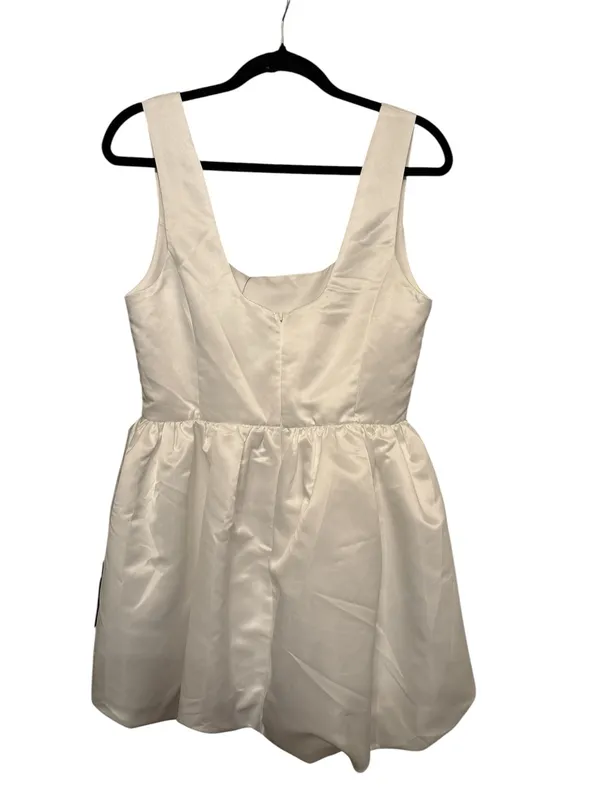 Lulus  White Square-Neck Bubble-Hem Mini Dress - Image 4