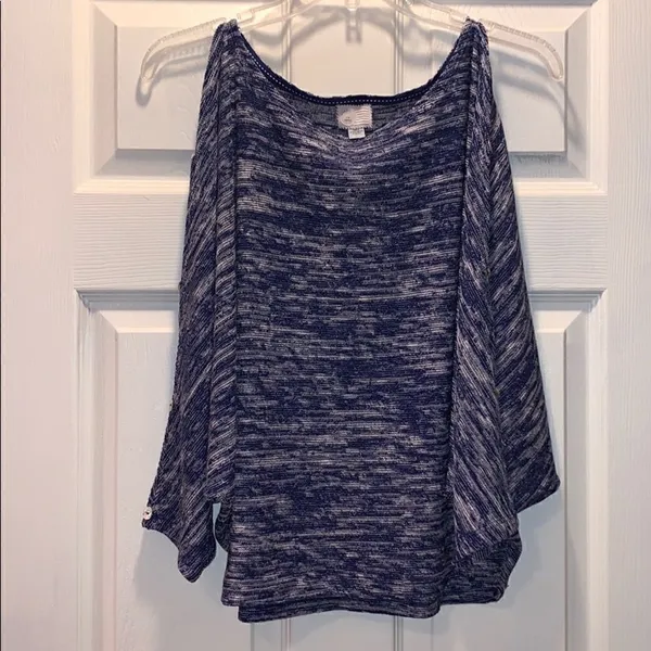 ✨Anthropologie Postmark Malu Dolman Navy Space Dye Top - Image 2