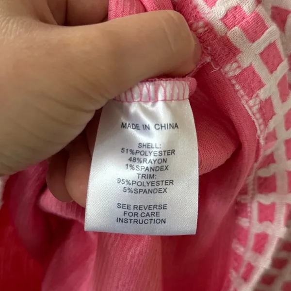 Tyler Boe Pink & White Window Pane Check Plaid 60s Knee Length Shift Dress - Image 4