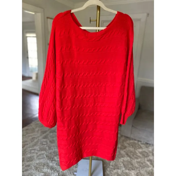 Vine & Love Midi Dress Knit Sweater Cable Red Festive‎ Christmas S Holiday Cozy - Image 2