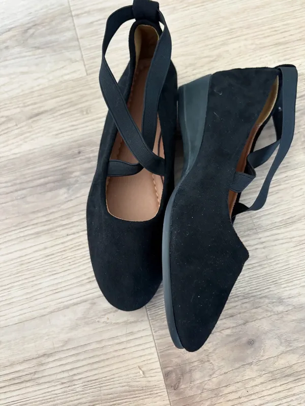 Love Black Suede Cross-Strap Ballet Flats size 7.5 - Image 2