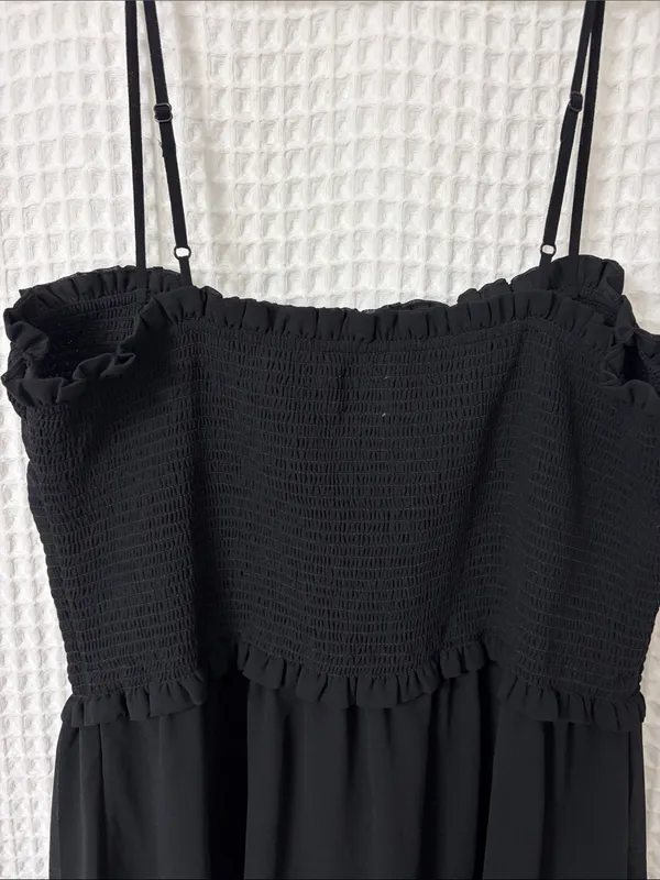 Aritzia Wilfred Tempest Sleeveless Mini Dress Smocked Black Large NWT - Image 11