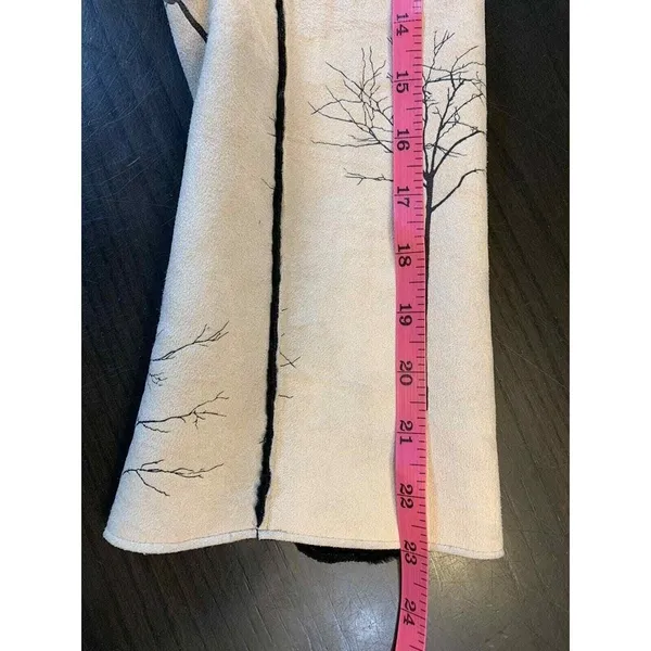 Robert Kitchen Suede Jacket Women's‎ Small Canada Coat Faux Fur Cream Trees - Image 14