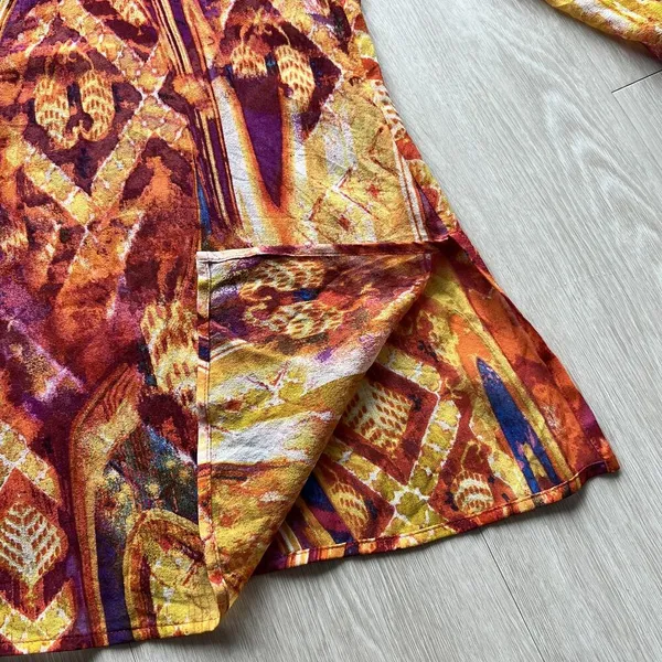 Chicos Blouse Womens Size 2 Large Multicolor Silk Sheer Beaded Tunic Top Boho - Image 8