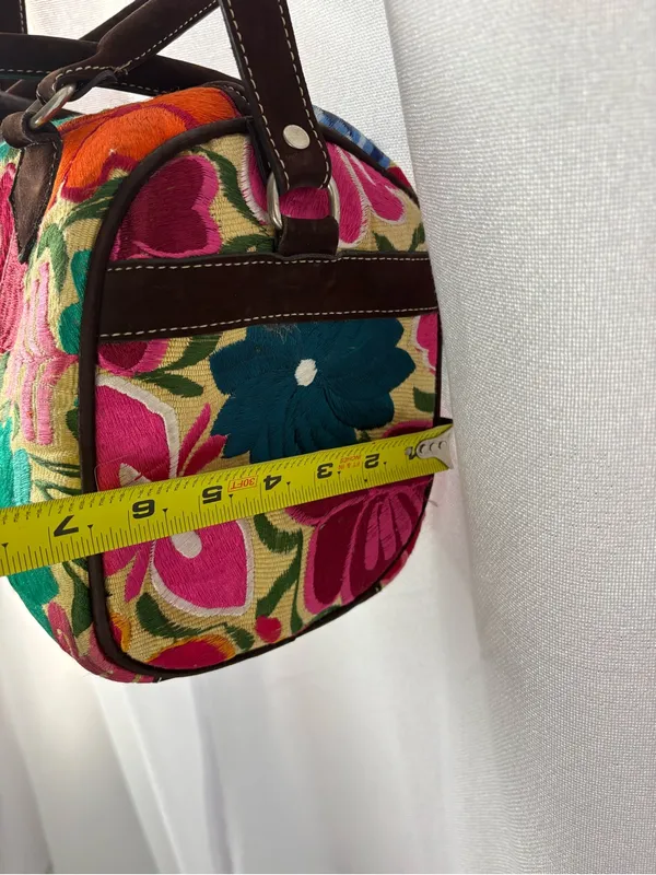 Floral Tapestry Mexican Embroidered Tapestry Bag Bright Colors BOHO EUC - Image 11