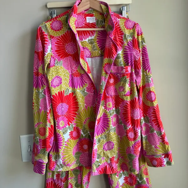 Bed Head PJs + Trina Turk pink yellow floral pajama set women's S organic cotton - Image 2