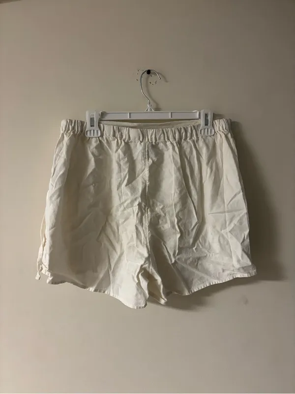 Old Navy Linen Blend Wrap Front Mini Skort Size L White Tie Waist - Image 2