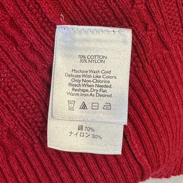 Eddie Bauer Red Cable Knit Ruffle Button Front Cardigan Sweater XS Holiday - Image 7