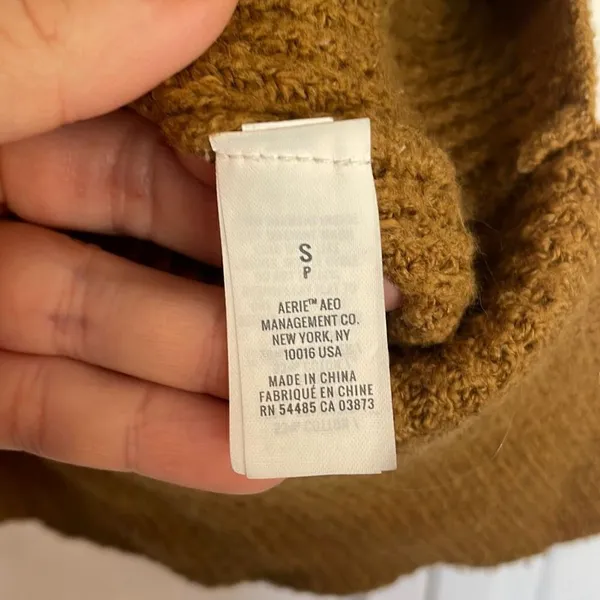 Aerie cozy up brown waffled knit hooded sweater size small - Image 5