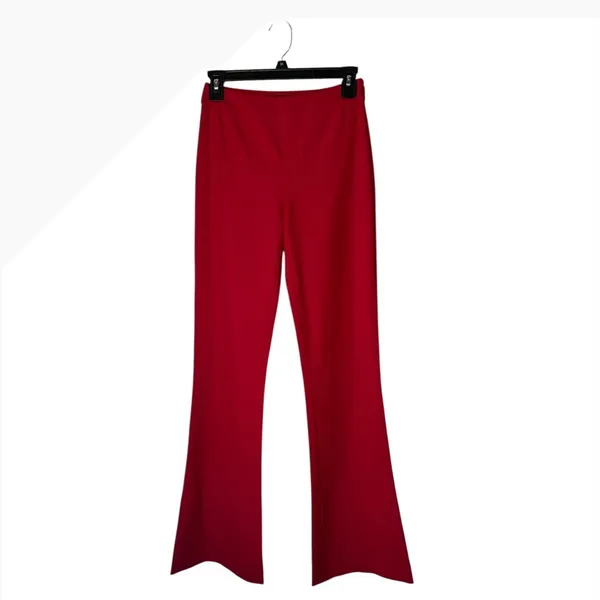 Intermix Pants Women‎ XS Red Cherry Raia Flare Trouser High Rise Side Zip Preppy - Image 7
