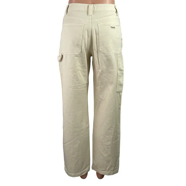 Aritzia TNA Greenwhich Cream Twill Straight High Rise Carpenter Trousers Pants 0 - Image 3