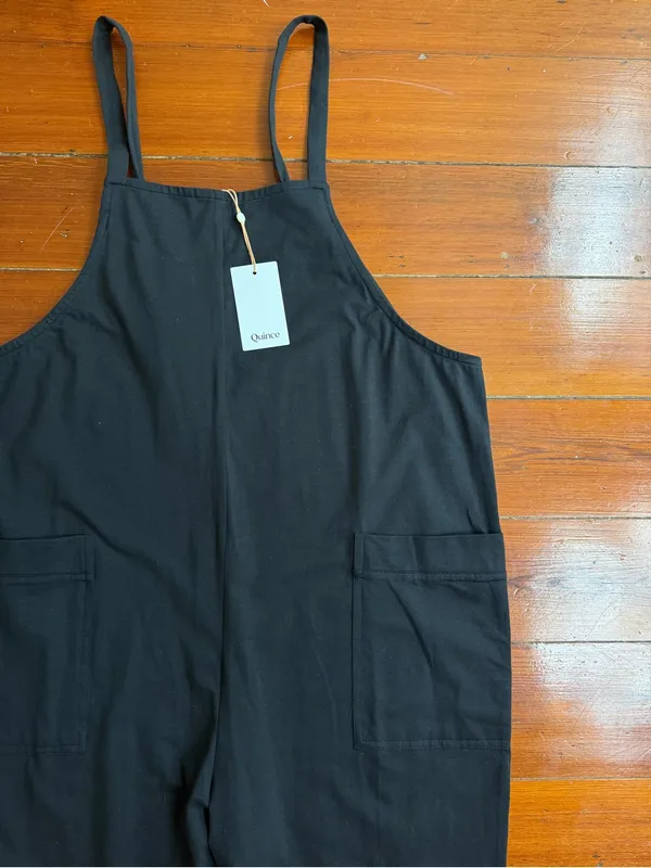 NWT Quince Organic Cotton Maternity Overalls Adjustable Straps Sz M 🧡🍄 - Image 4