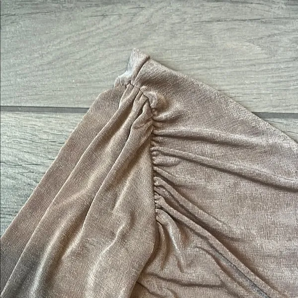 Gold Asymmetrical Puff Sleeve Cocktail Dress - Image 5