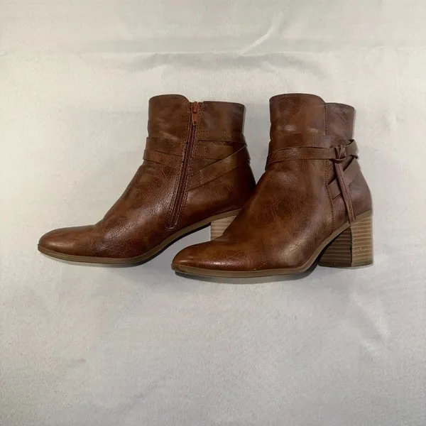 Frye & Co - Indiana Heeled Stacked Leather Ankle Boots Brown Women's Size 8M New - Image 8