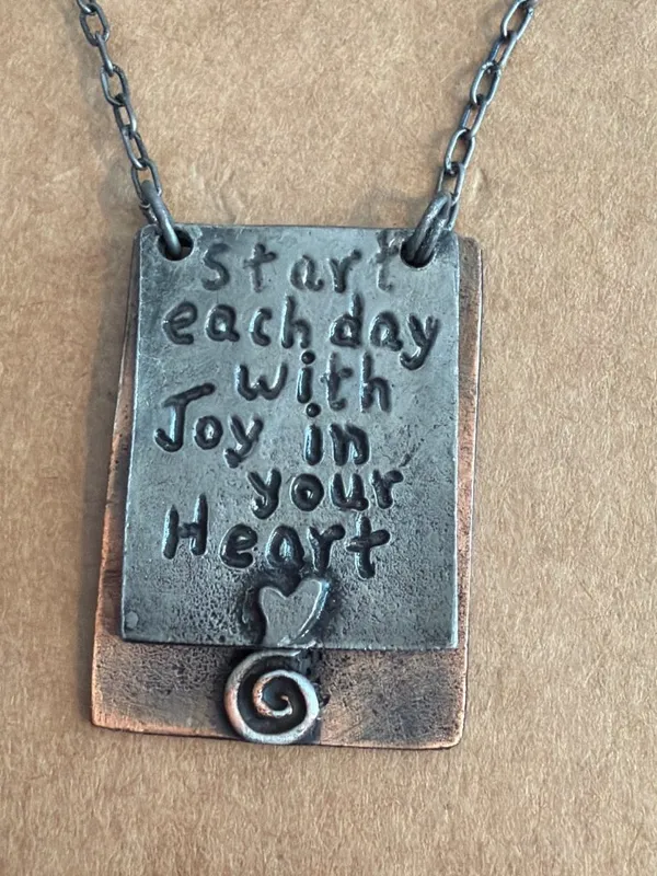 Anju Handcrafted Metal Inspirational Pendant Necklace Start Day With Joy New - Image 2