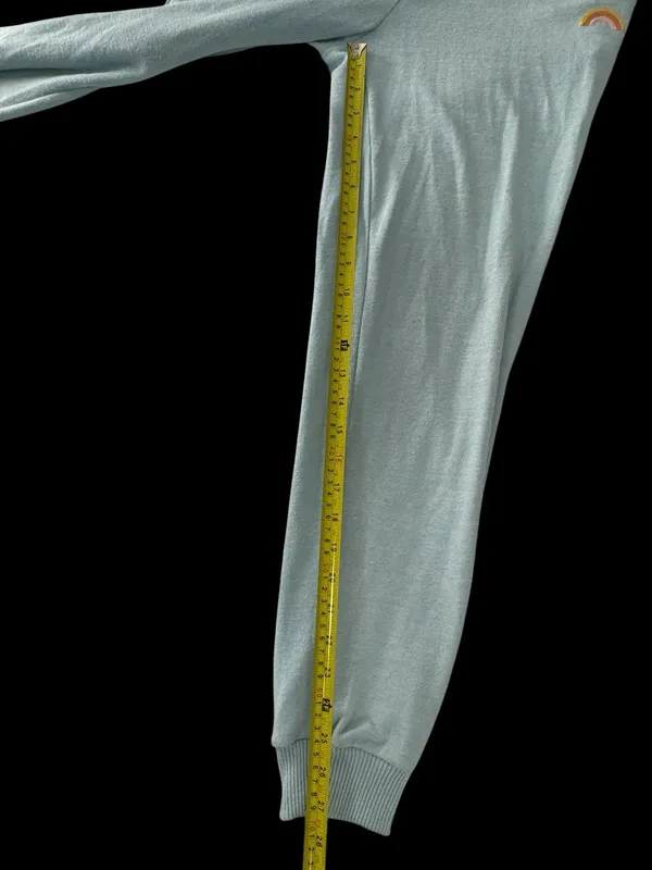 PJ Salvage Light Blue Knit Jogger Pants with Rainbow Accent - Image 4