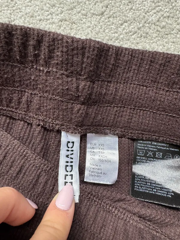 H&M Flared Pants Ribbed Brown - Image 3