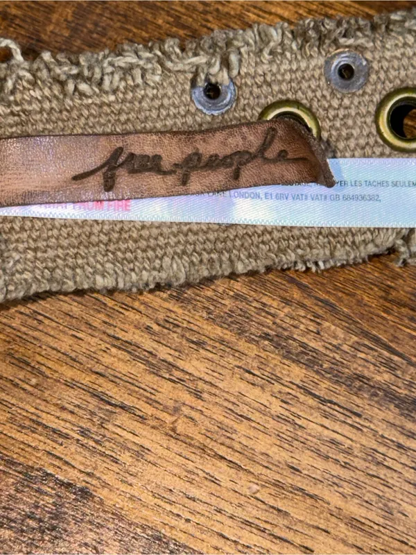 Free People Roads Untraveled Canvas Frayed Embellished‎ Studded Grommet Belt - Image 4