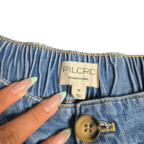 Anthropologie Pilcro High-Rise Pleated Culottes Denim Light Pants‎ Size: 27 - Image 4