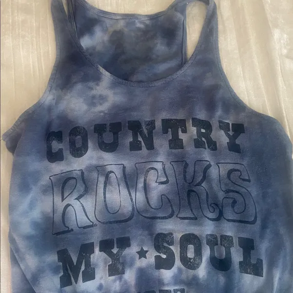Denizen from Levi's Graphic Tank Top Size M Blue Tie Dye Ties At The Waist. - Image 2