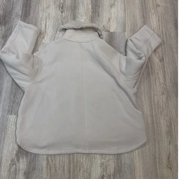 Athleta Westbound Sherpa Jacket Abalone Grey/Cream Full‎ Zip Plus Size 1X - Image 6