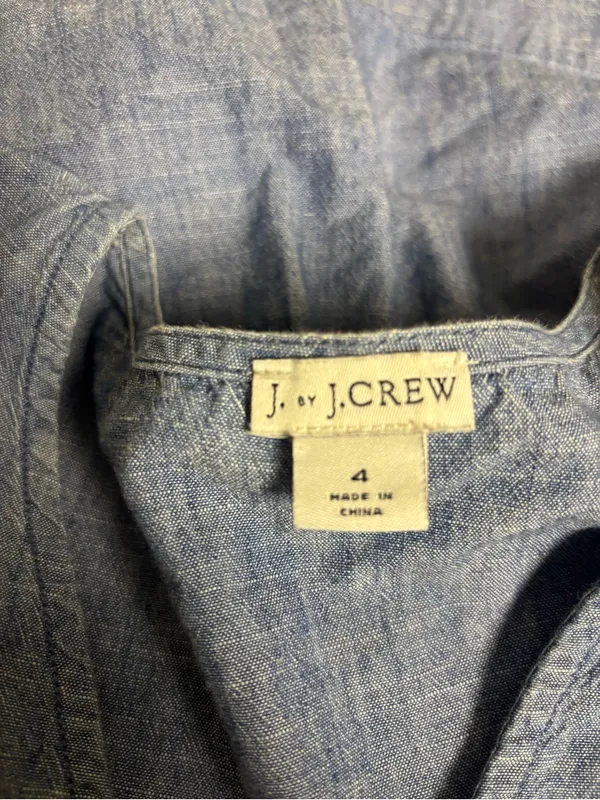 J.Crew Flutter-Sleeve Faux-Wrap Chambray Top Size 4 L0971 - Image 3