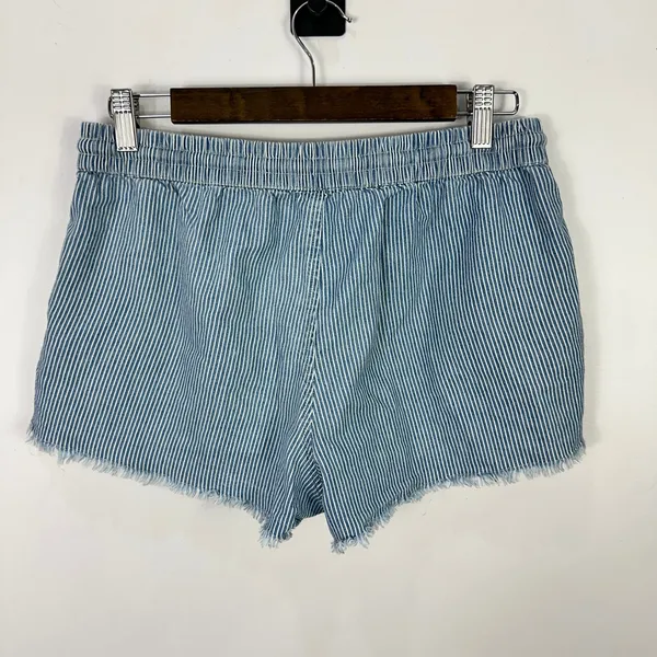 Aerie Striped Denim Drawstring‎ Shorts Light Wash Beachy Boho Coastal Cowgirl - Image 4