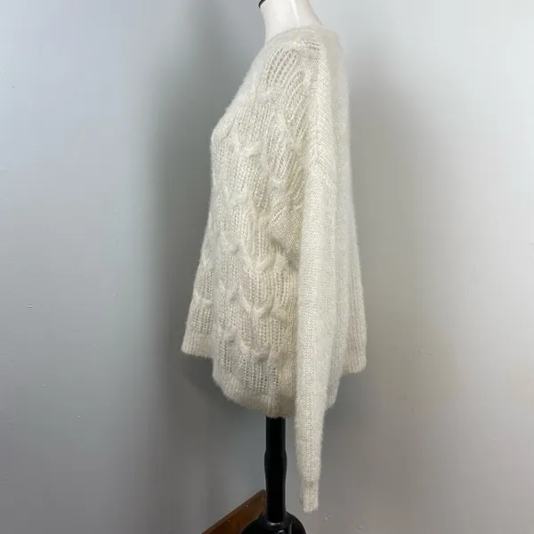 Soft Surroundings Ivory Soft Fuzzy Narcissa Crew Neck Sweater XL - Image 6