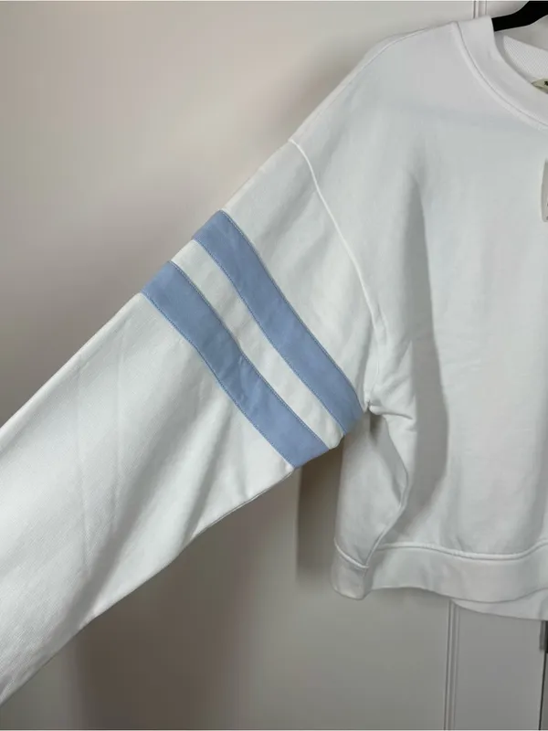 Madewell Crewneck Oversized Fleece‎ Lined Varsity Sweatshirt Blue Size Large NWT - Image 3