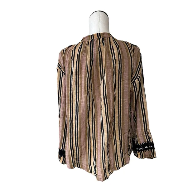 NWOT Free People Castaway Striped Crochet Long Sleeve Button Up Top Medium - Image 8