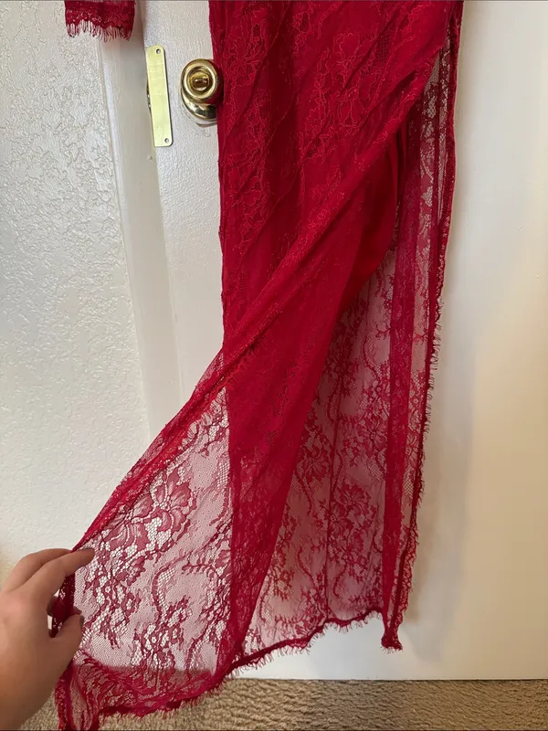 Lovers + Friends Red Lace Asymmetrical Maxi Dress Size XS - Image 5