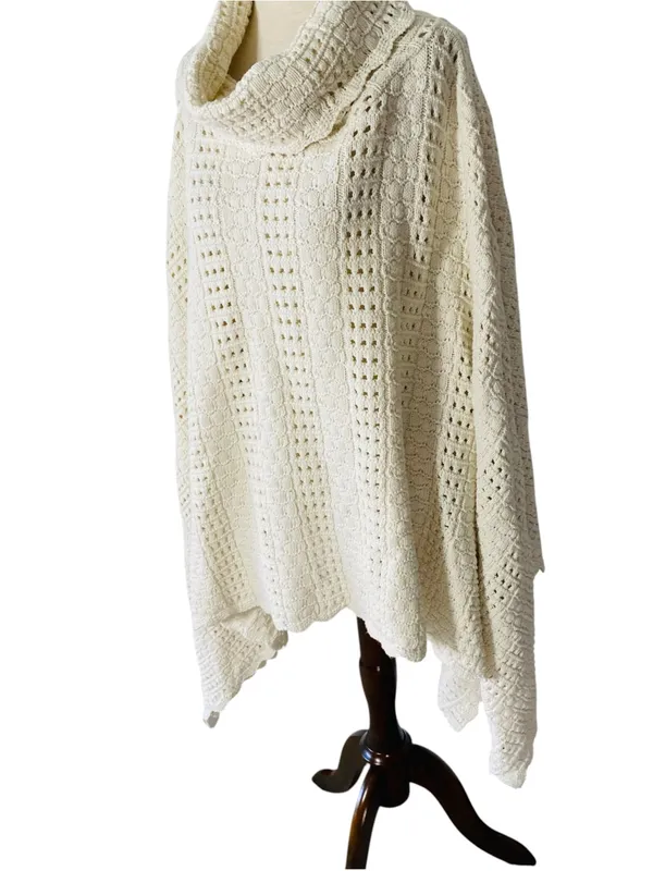 VINTAGE ETC. Crochet Cowl Neck Poncho - Image 4