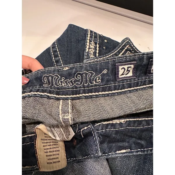 Miss Me‎ Easy Bermuda Denim Embellished Shorts Size 25 Western Grunge Y2K - Image 3