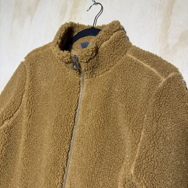 H&M Sherpa Fleece Jacket Men's Large‎ Brown Full Zip Teddy Coat Cozy - Image 2