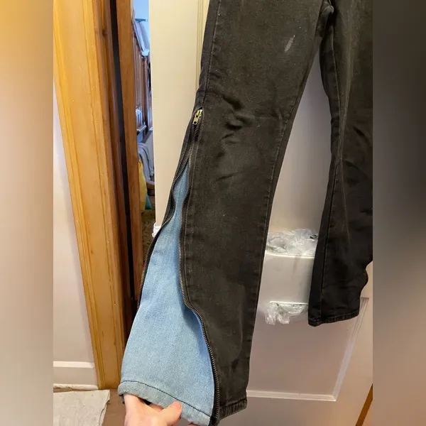 Black zipper flare jeans Blue Size M - Image 2