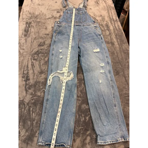 Abercrombie & Fitch Overalls Womens Blue Distressed Denim M - Image 5