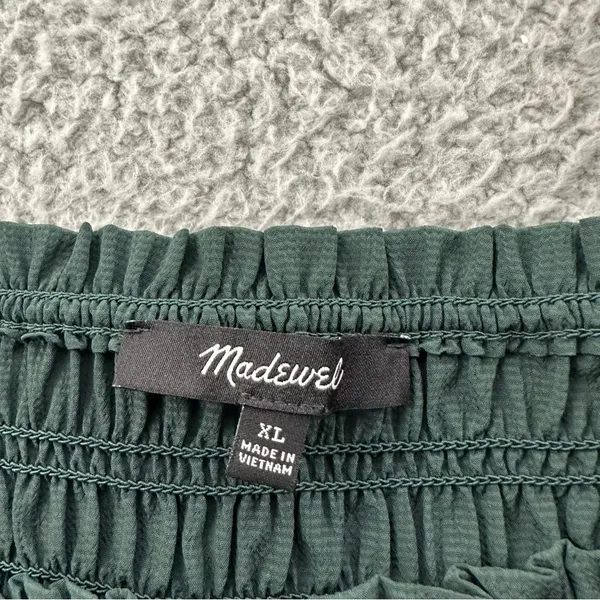 Madewell Lucie Bubble Sleeve Smocked Top Long Sleeve Green Peasant Boho W XL - Image 3