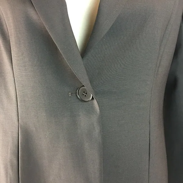 Theory Womens Fitted Wool Blazer Smokey Gray Lined Pockets One Button Size 0 u - Image 6