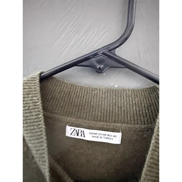 Zara Womens Olive Green‎ Wool Cashmere Blend Mock Neck Sweater Size M - Image 5